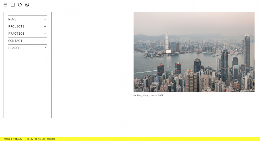 Screenshot of Herzog & de Meuron website landing page