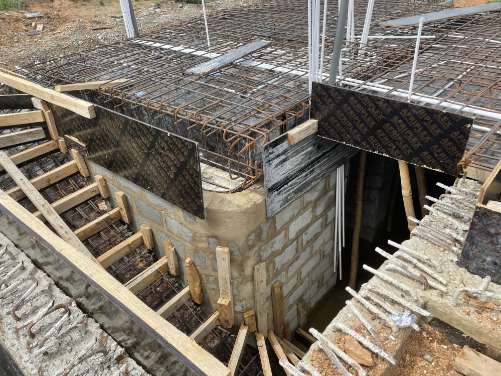 Another photo of the stairs before it was cast in concrete. You can also see a bit of the doorway leading into the basement proper.