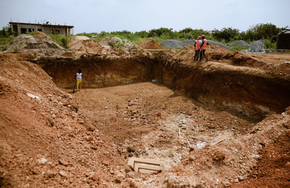 Wide shot of excavation
