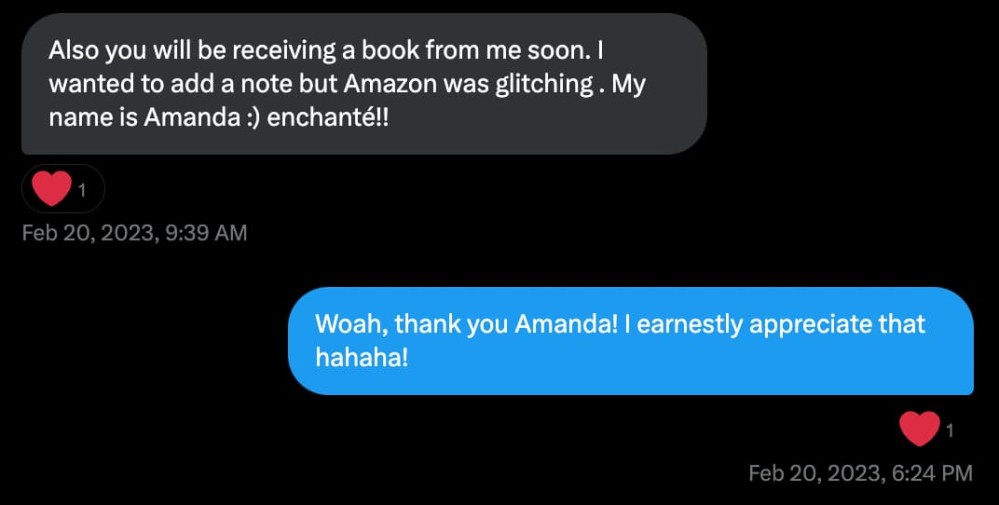 Twitter DM conversation. Stranger: