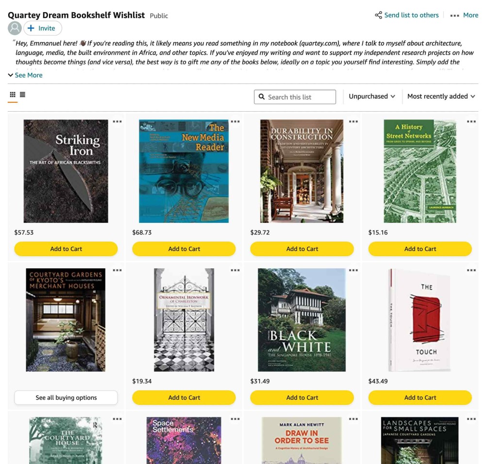 Screenshot of Amazon Wishlist named